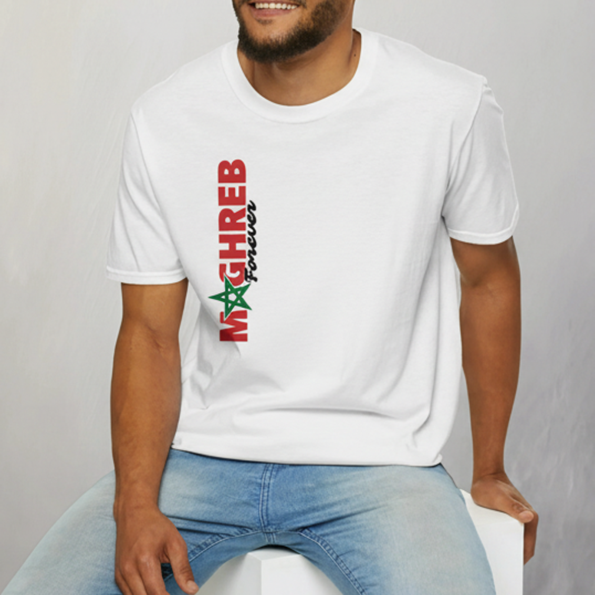 T-shirt Maroc - Maghreb Forever diagonal blanc