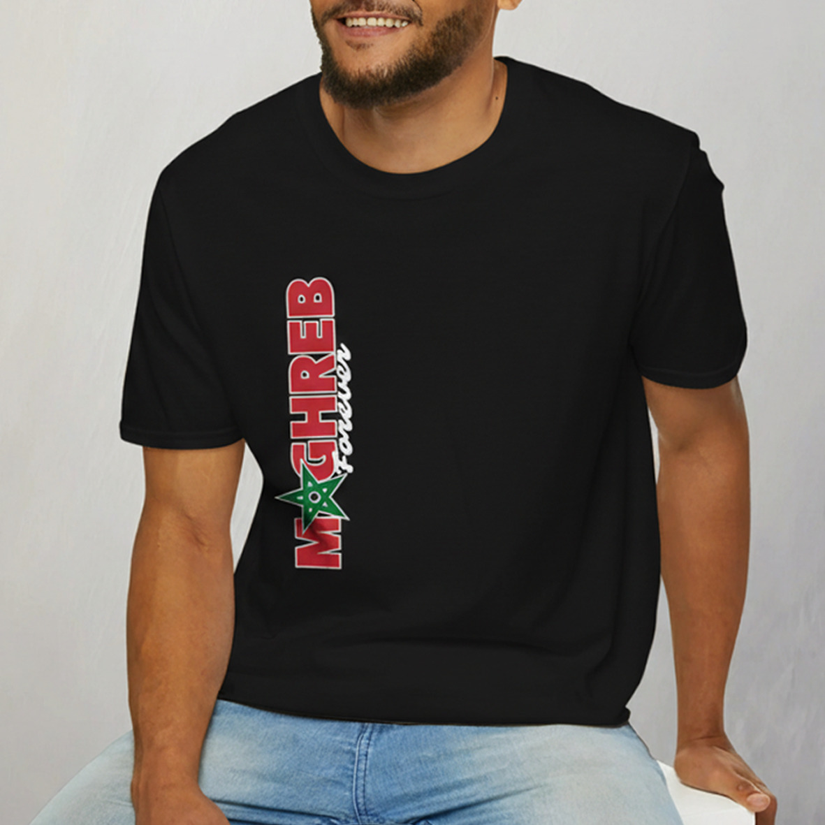 T-shirt Maroc - Maghreb Forever noir diagonal